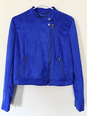 Banana Republic Cobalt Blue Faux-Suede Moto Jacket